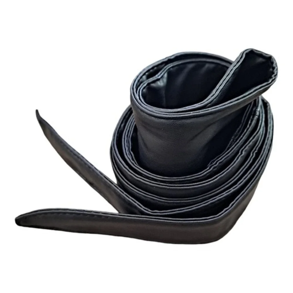 Faux leather Black Corset Obi wrap wide Waist Belt tie boho Classic minimalist